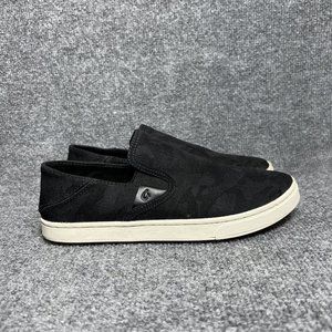Olukai Pehuea Pa’i Loafers Womens 7 Black Camo Slip On Shoes